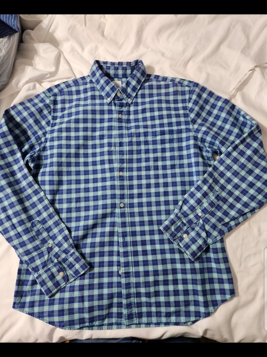GAP Other - GAP Men's Blue and Teal Plaid Button-Down Shirt